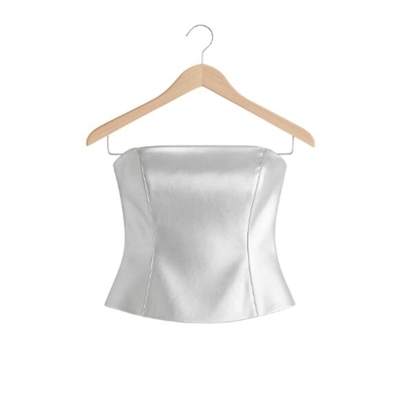 superdown Novi Faux Leather Corset in Silver Metallic – NWT Size XS - Picture 4 of 4